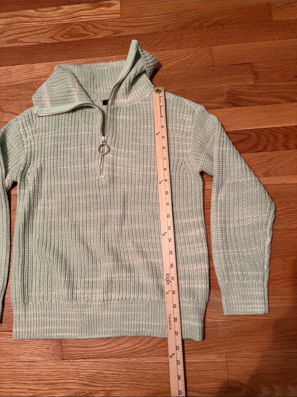 Talbots Light Green Half-Zip Cowl Sweater - Picture 5 of 9